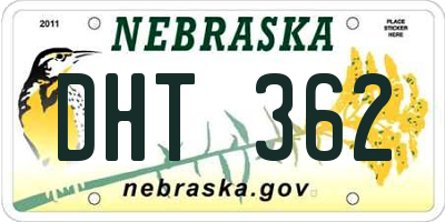 NE license plate DHT362