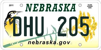 NE license plate DHU205