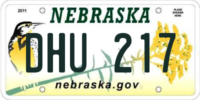 NE license plate DHU217