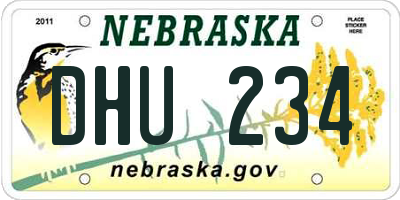 NE license plate DHU234