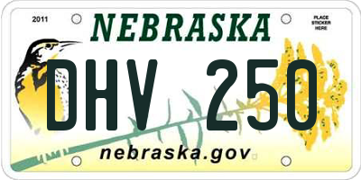 NE license plate DHV250