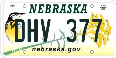 NE license plate DHV377
