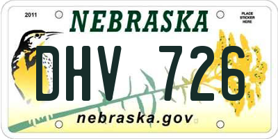 NE license plate DHV726