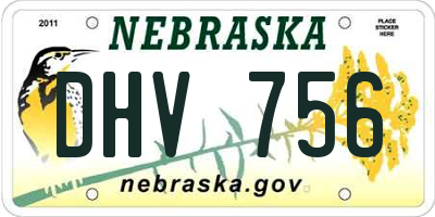 NE license plate DHV756