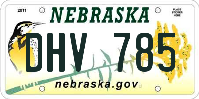 NE license plate DHV785