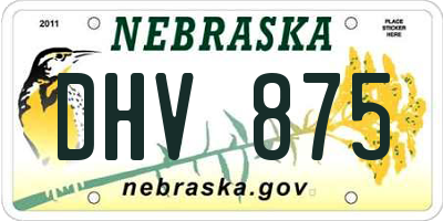 NE license plate DHV875