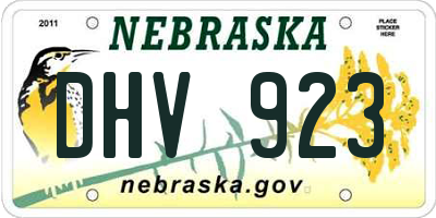 NE license plate DHV923