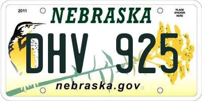 NE license plate DHV925