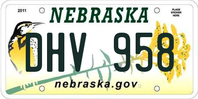 NE license plate DHV958