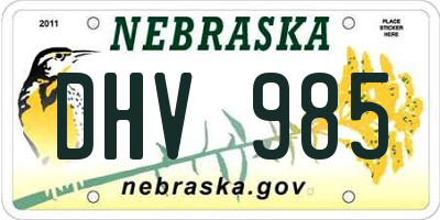 NE license plate DHV985
