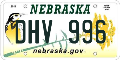 NE license plate DHV996