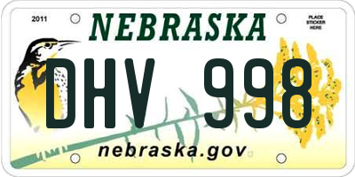 NE license plate DHV998