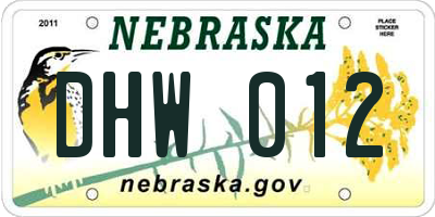NE license plate DHW012