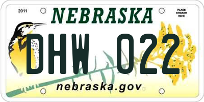 NE license plate DHW022
