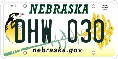 NE license plate DHW030