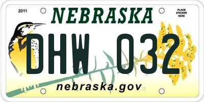 NE license plate DHW032
