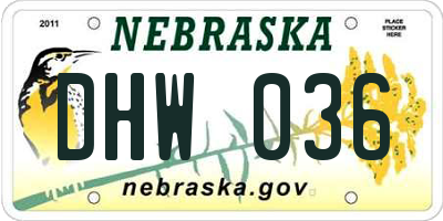 NE license plate DHW036