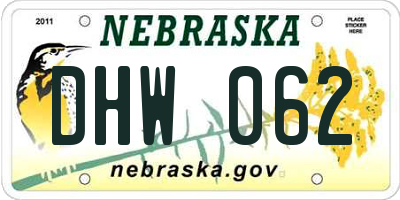 NE license plate DHW062