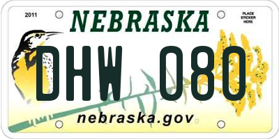 NE license plate DHW080