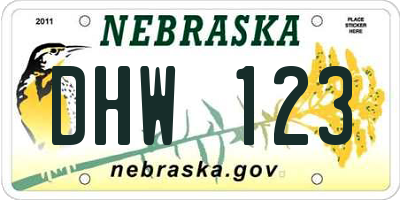 NE license plate DHW123