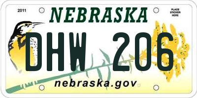 NE license plate DHW206