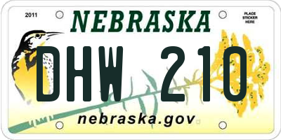 NE license plate DHW210