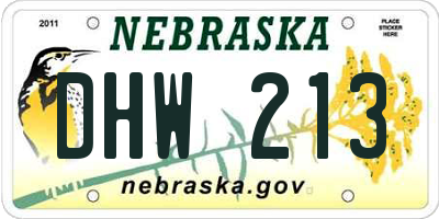 NE license plate DHW213