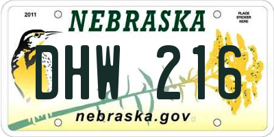 NE license plate DHW216