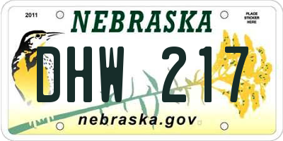 NE license plate DHW217