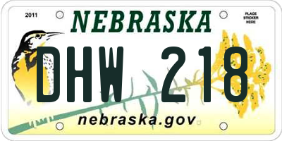 NE license plate DHW218