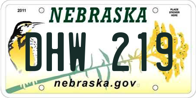 NE license plate DHW219
