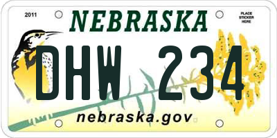 NE license plate DHW234