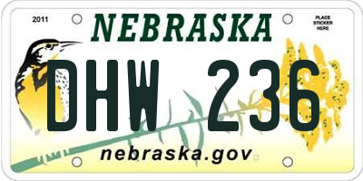 NE license plate DHW236
