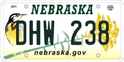 NE license plate DHW238