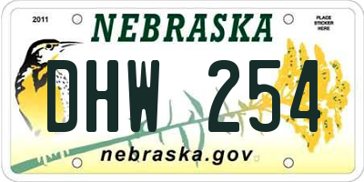 NE license plate DHW254
