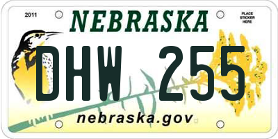 NE license plate DHW255