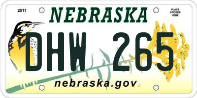 NE license plate DHW265