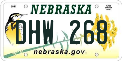 NE license plate DHW268
