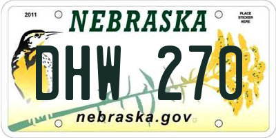 NE license plate DHW270