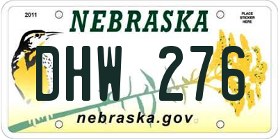 NE license plate DHW276