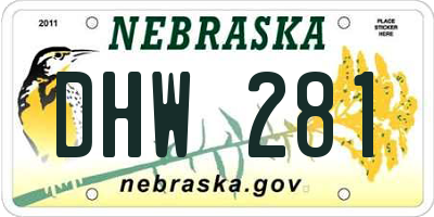 NE license plate DHW281