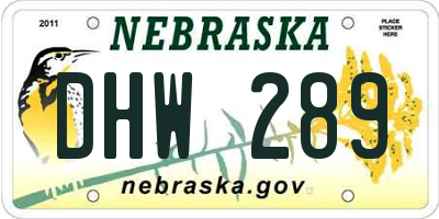 NE license plate DHW289