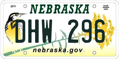 NE license plate DHW296