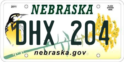 NE license plate DHX204