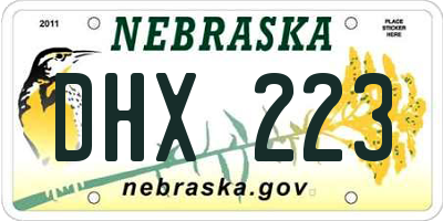 NE license plate DHX223