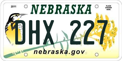NE license plate DHX227
