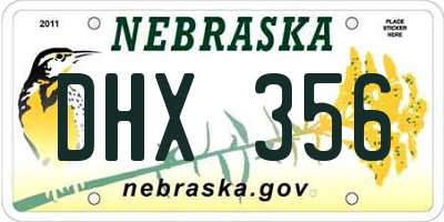 NE license plate DHX356