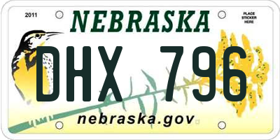 NE license plate DHX796