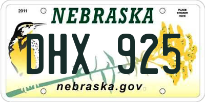 NE license plate DHX925