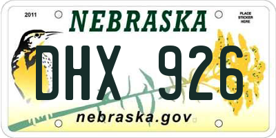 NE license plate DHX926